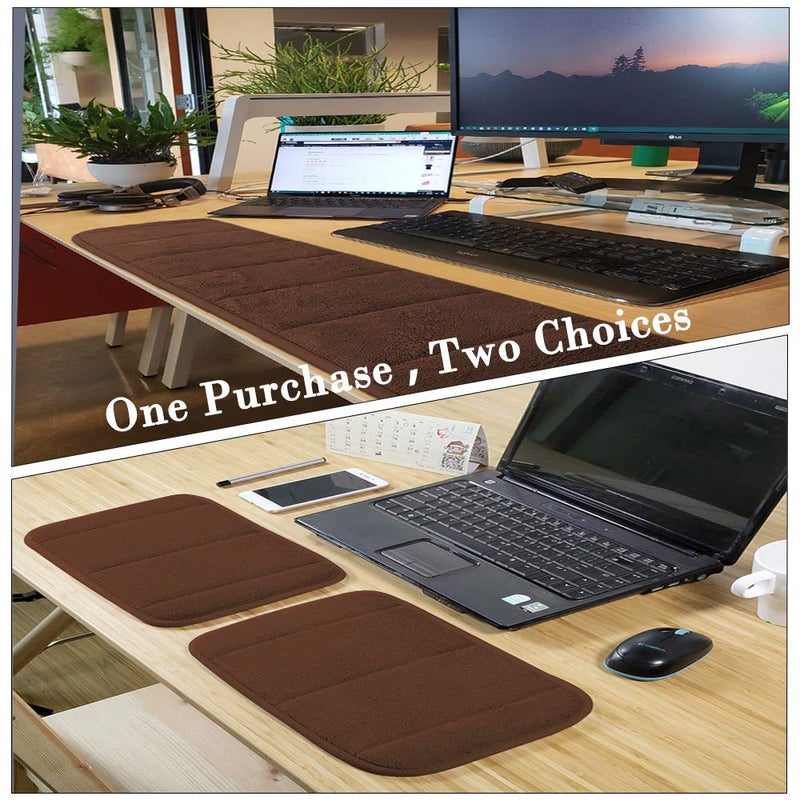 AUHOKY 2 Sets Ergonomic Computer Wrist Pad - Long & Short Size Combination Keyboard Rest Elbow Support Mat for Office, Desktop, Working, Gaming - Memory Foam Relieve Elbow Pain (Brown) - Image 2